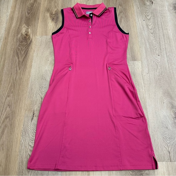 Callaway Pink Sleeveless Polo Opti-Dri Golf Dress with Shorts - Picture 1 of 8